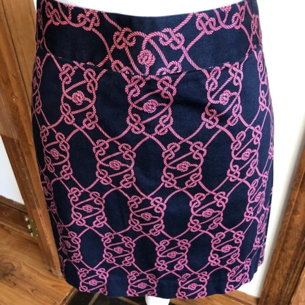 VINEYARD VINES Nautical Rope Navy Pink A Line Skirt 10